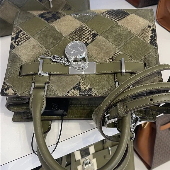 MICHAEL KORS Hamilton Small Patchwork Satchel Crossbody Bag
Olive 
NWT - Picture 7 of 16